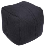 Chunky Cable Pouf - Black