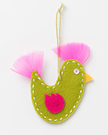 Xmas Decorations - Green Felt Bird